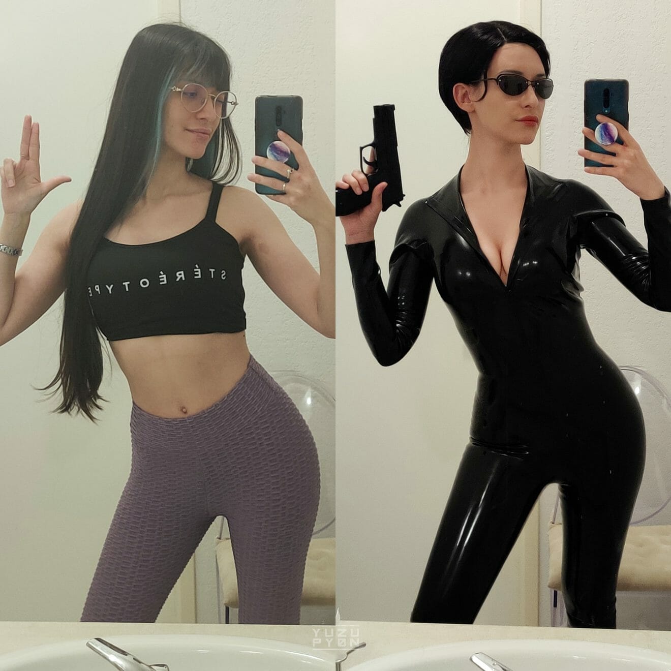 Cosplayer YuzuPyon has a neat hair hiding trick to become Matrix s