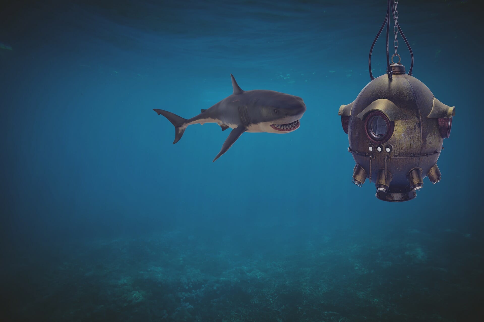 The One Ring Diving Bell Landmark with shark