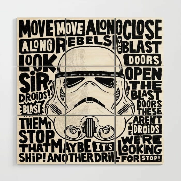"Look Sir, Droids! - Stormtrooper" by Matthew Taylor Wilson Wood Wall Art #starwarsday