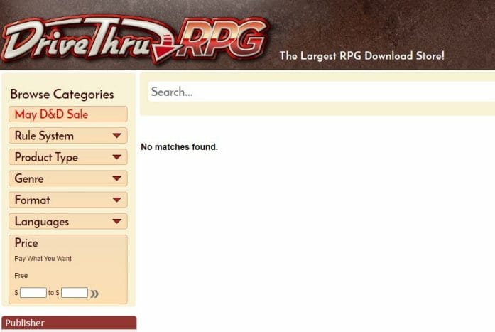 DriveThruRPG suspends all sales