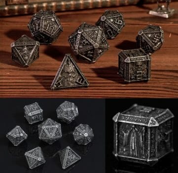 Undead dice carved into solid metal