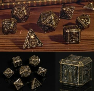 Undead dice carved into solid metal