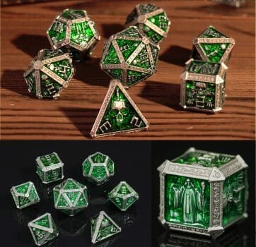 Undead dice carved into solid metal