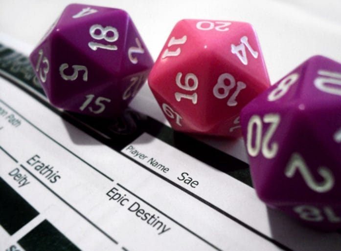 char sheet & dice