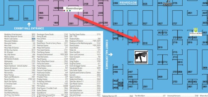 Gen Con map to Monte Cook Games
