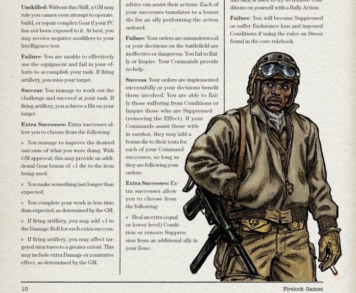 War Stories layout example  - chargen and solider image