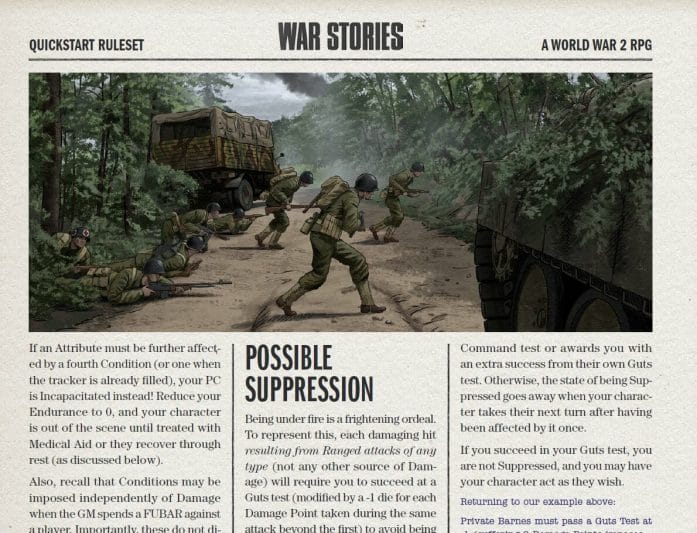 War Stories layout example  - image and intro to Possible Suppression