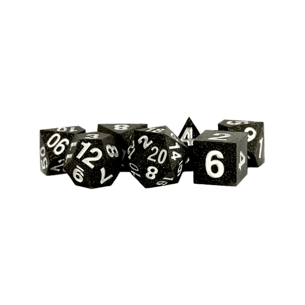 Sharp Edge Silicone Rubber Poly Dice Set: Gold Scatter