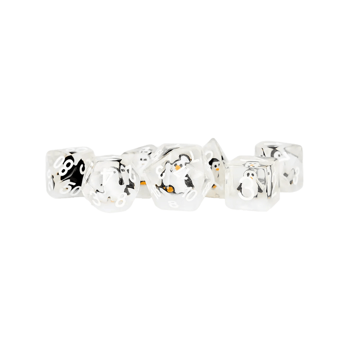 Resin Poly Dice Set: Penguin Dice