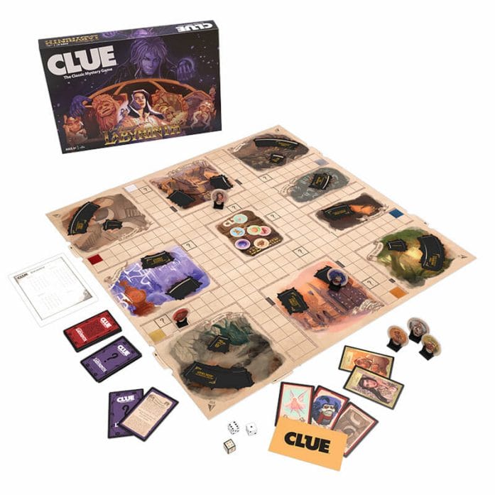 CLUE: Labyrinth  board pieces on display