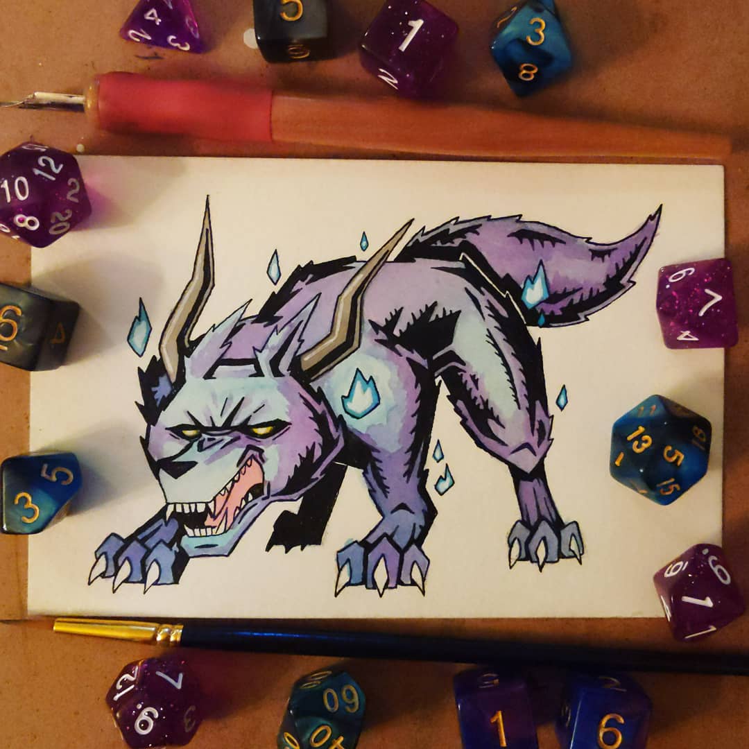 Dice and magic wolf art by Jerad Mullicane