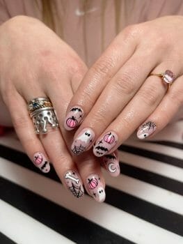 Classic pink Halloween  nail art by Alice McNails