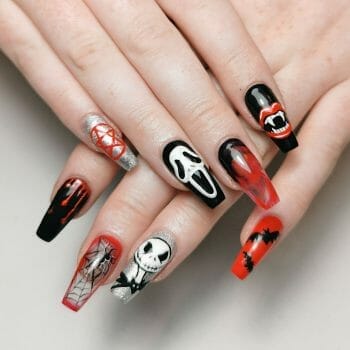 Classic Halloween monster  nail art by Alice McNails