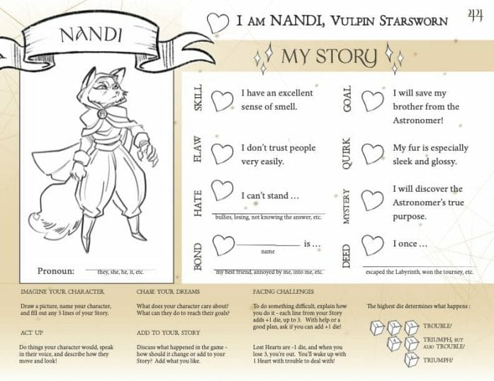 Starsworn Nandi sheet