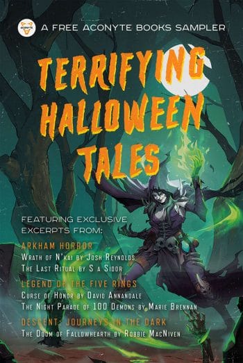 Terrifying Halloween Tales - witch summons battle magic in the woods