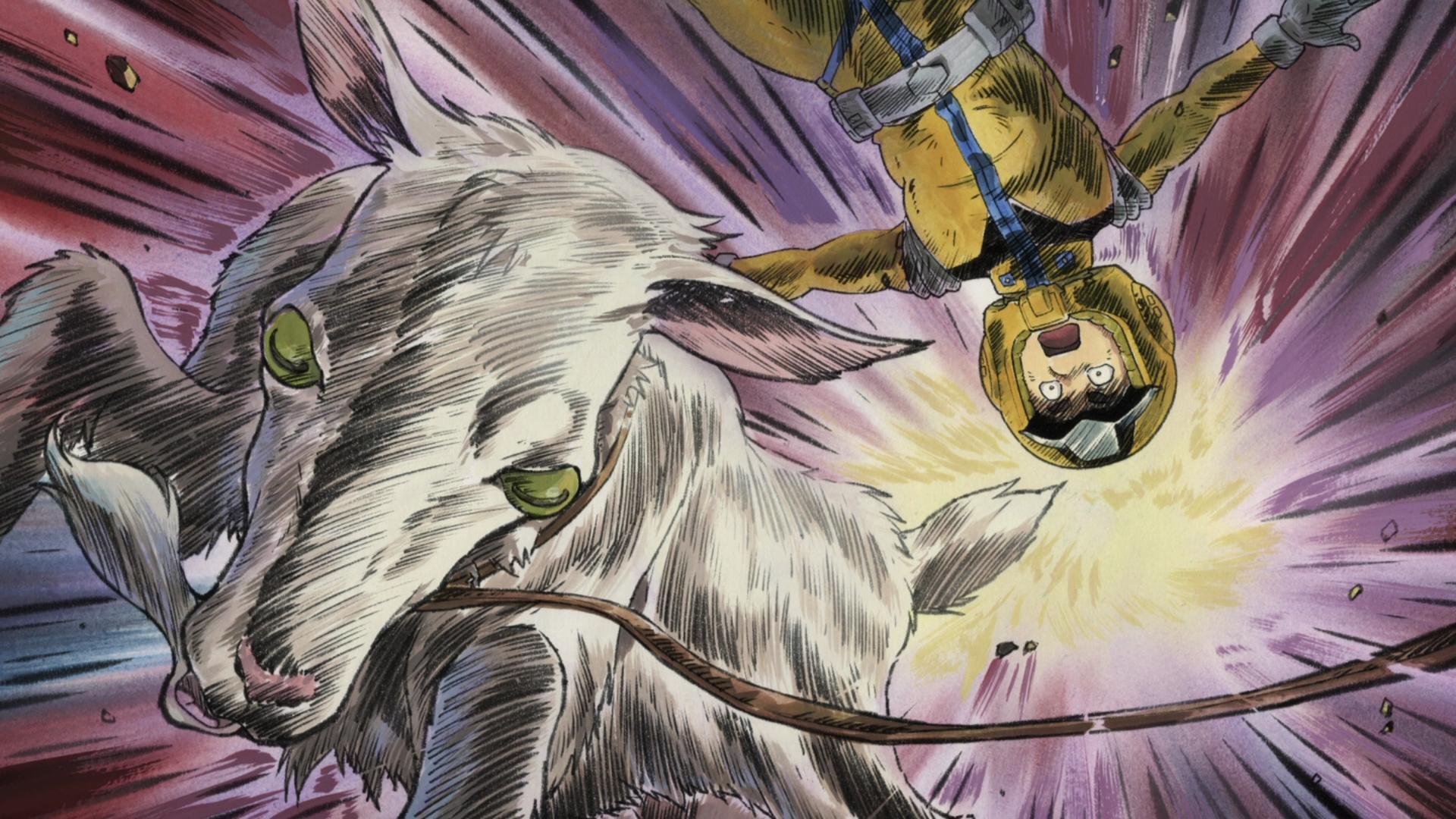 Goat charges soldier