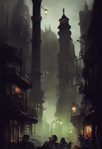 Towering misty streets perfect for crime gangs