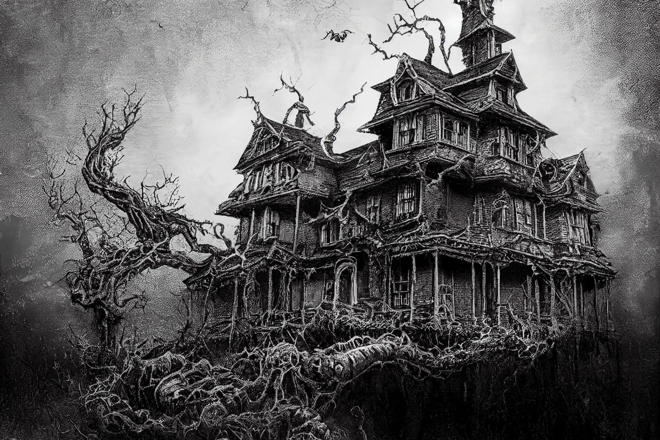 Spooky house - ink scrawl style