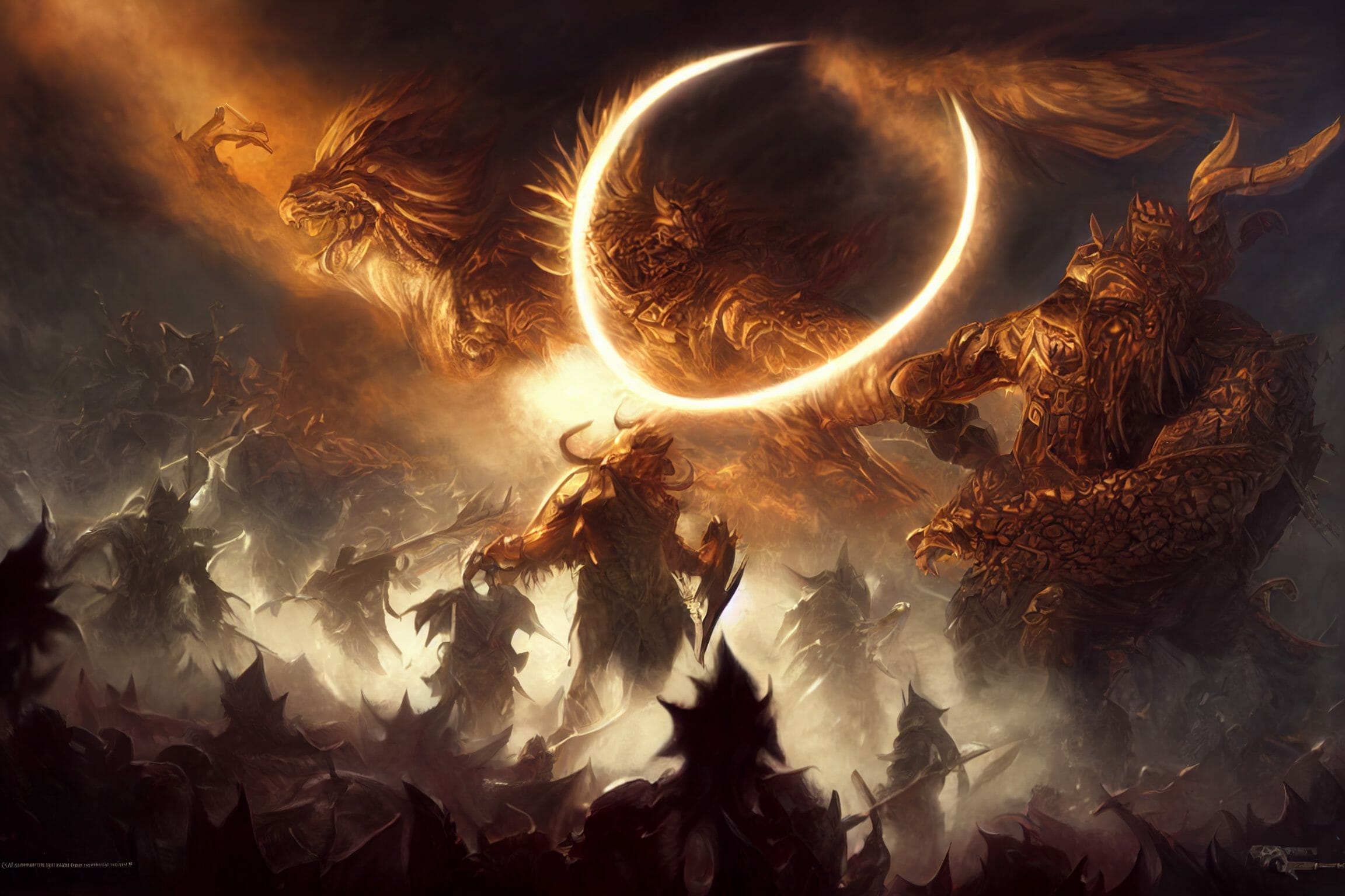 Demons fight in the clouds