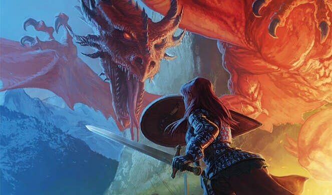 SWADE Fantasy Companion cover - warrior faces off against dragon