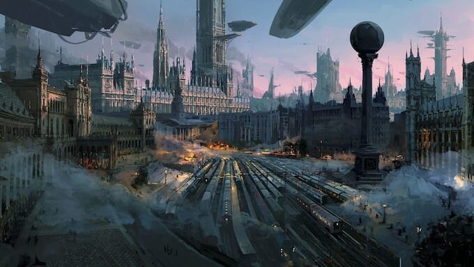 Steampunk cityscape