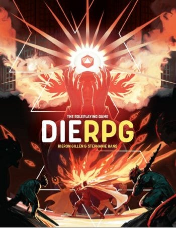 DIE RPG front cover - dice, combat and fire 