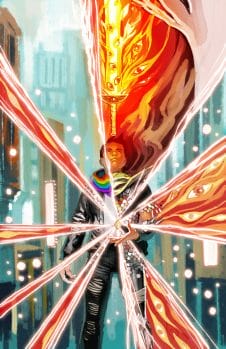 Hero blasts energy in all directions - DIE RPG art