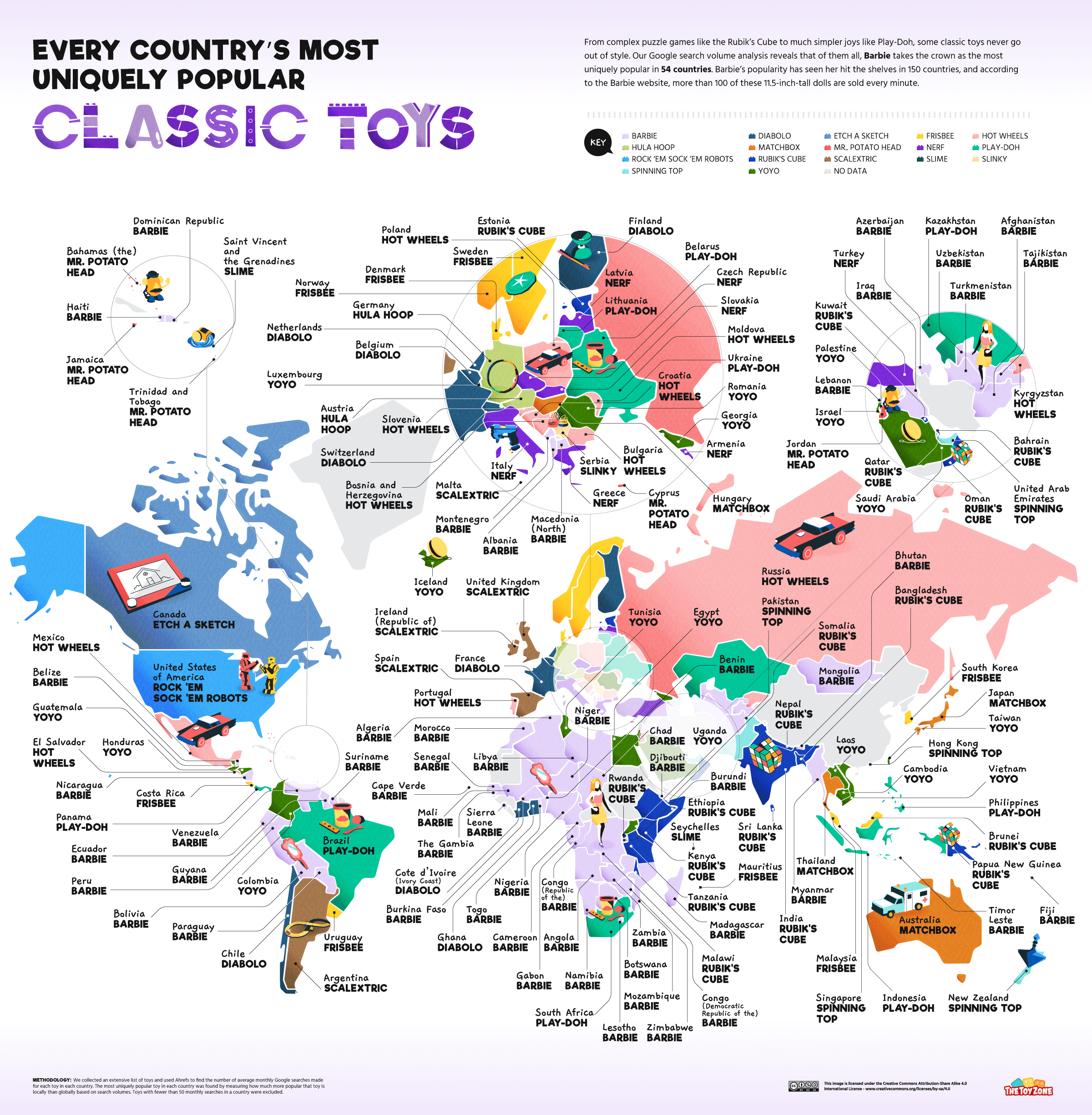 The most popular classic toys by country