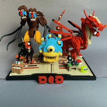 The Monster Manual by KolonelPureCake - a lego built book with dragon, beholder and other lego monsters on it. 