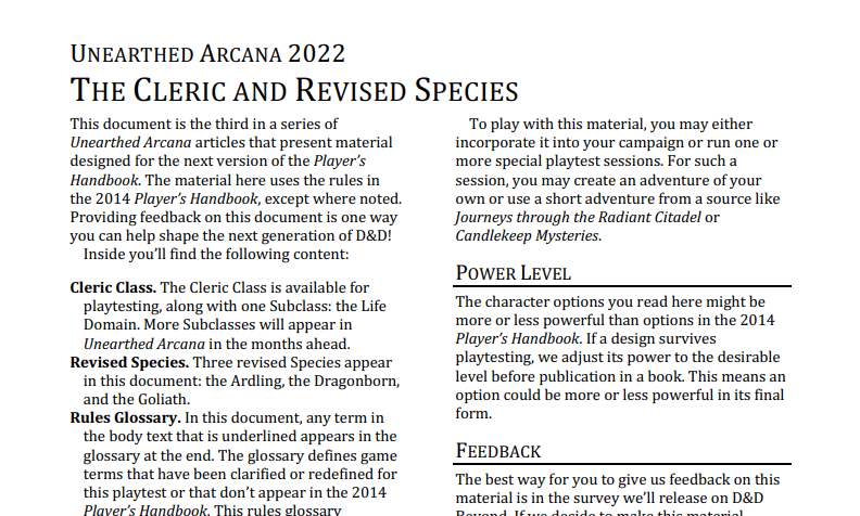 Snippet from The Cleric and Revised Species