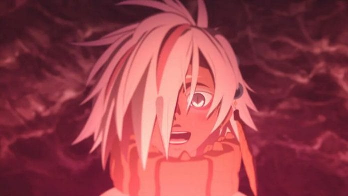 Trigun Stampede - still from trailer; alarmed face anime character
