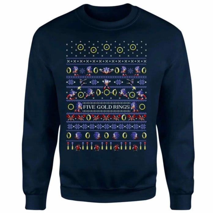 Sonic the Hedgehog Five Gold Rings Christmas Jumper