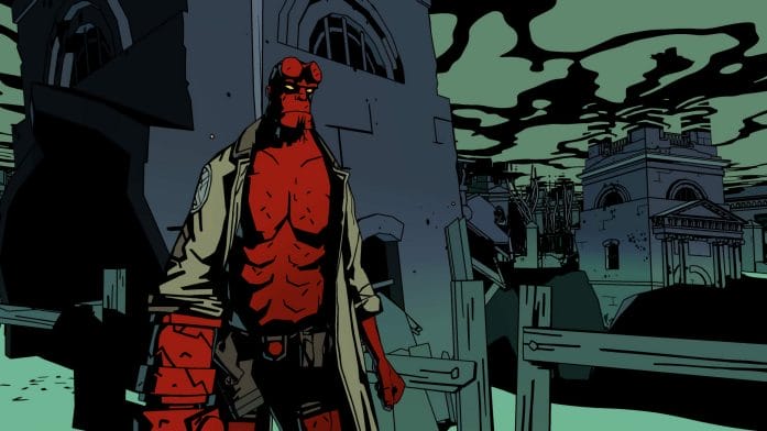 Hellboy Web Of Wyrd - Hellboy broods on street corner