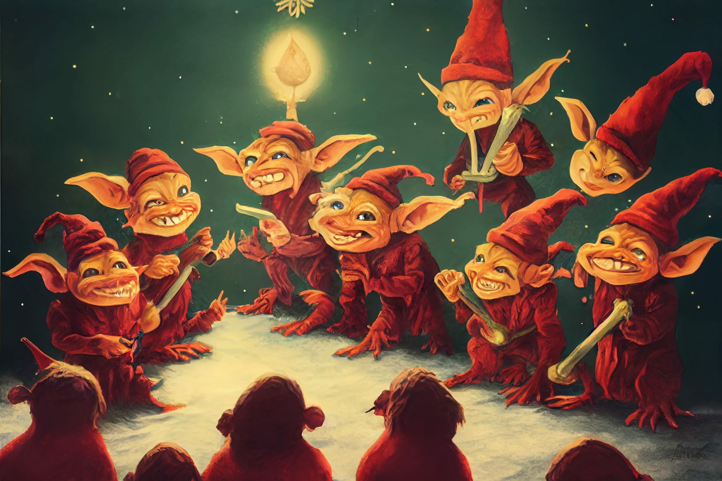 [AI generated] - Goblin carol singers