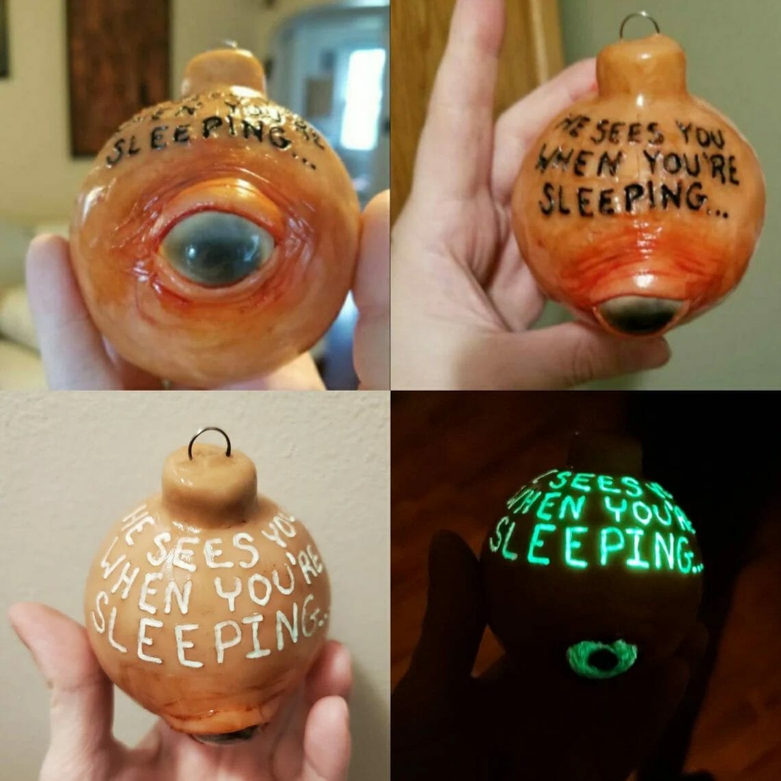 He Sees You When You're Sleeping Horror Christmas Ornament