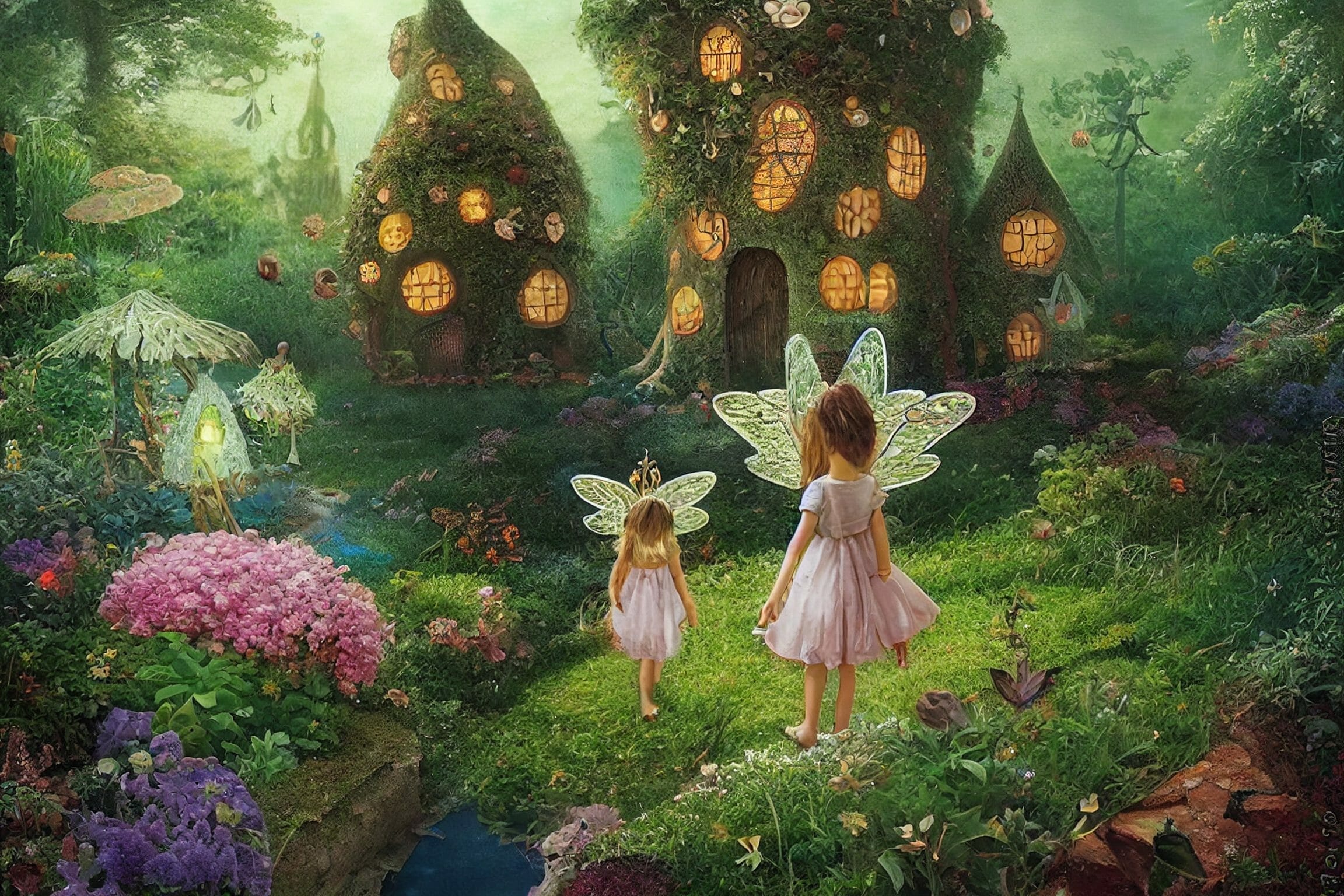 Fairies in a forest garden