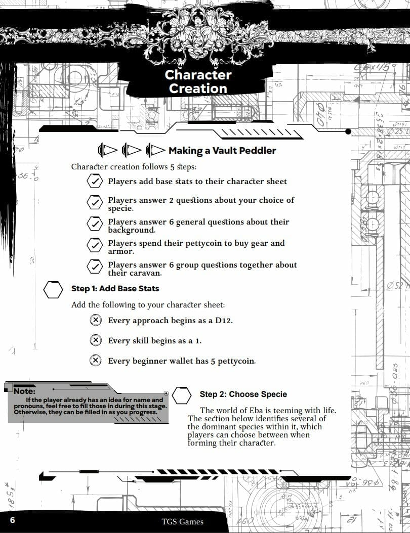 TGS Games' Vault Peddlers example page