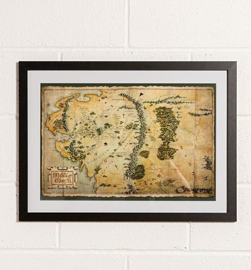 a framed print of Middle-earth.
