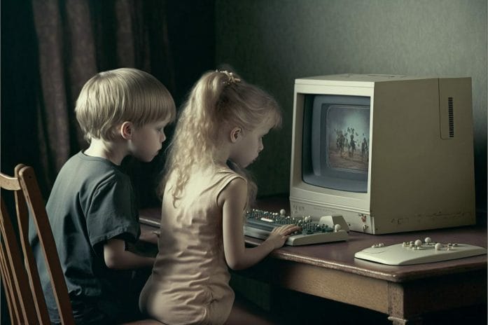 AI: Young children at old computer