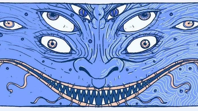 Blue monster face