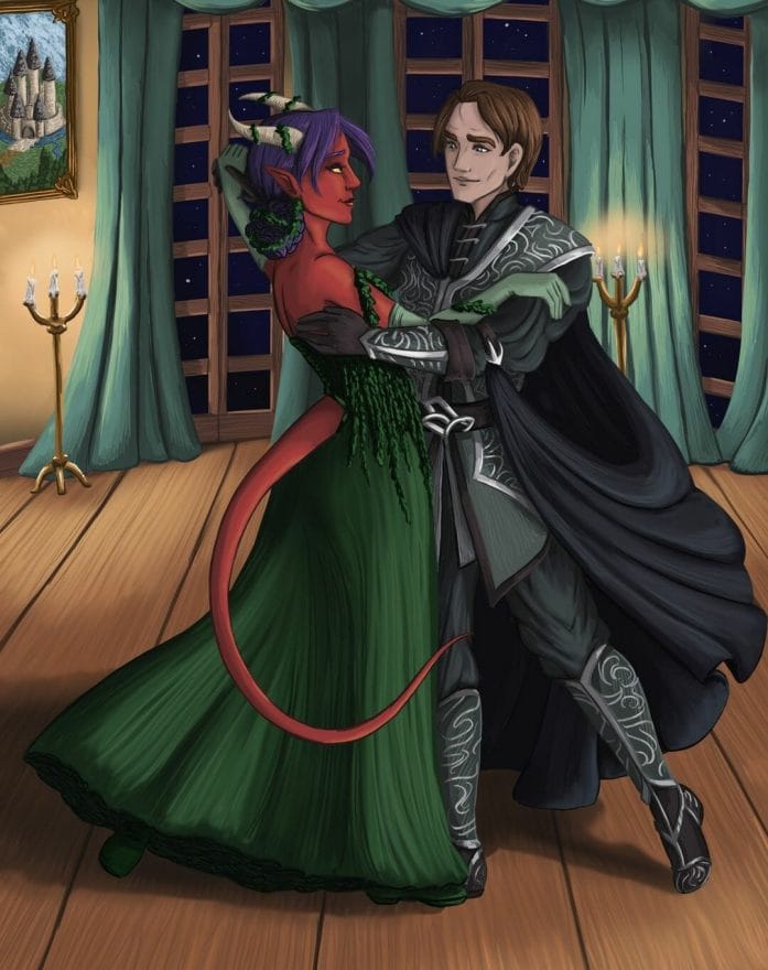 Tiefling dances with human