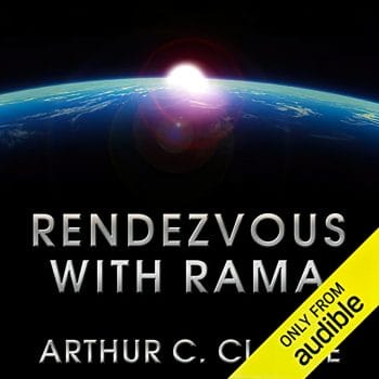 Rendezvous with Rama audible cover showing sunrise over a planet