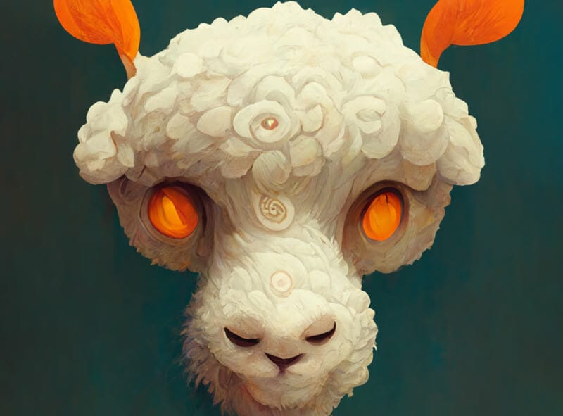 Evil but cute lamb head