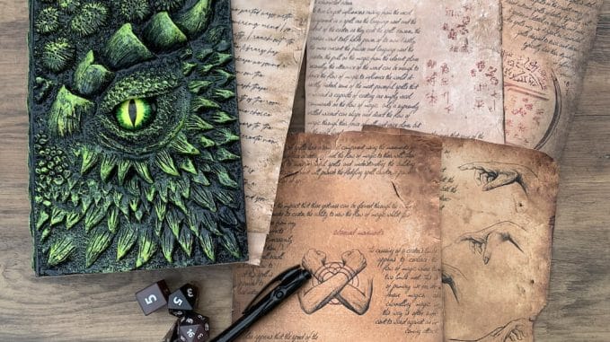 Anatomy of a Spell - Spellweaving Zine cover art and mystic pages