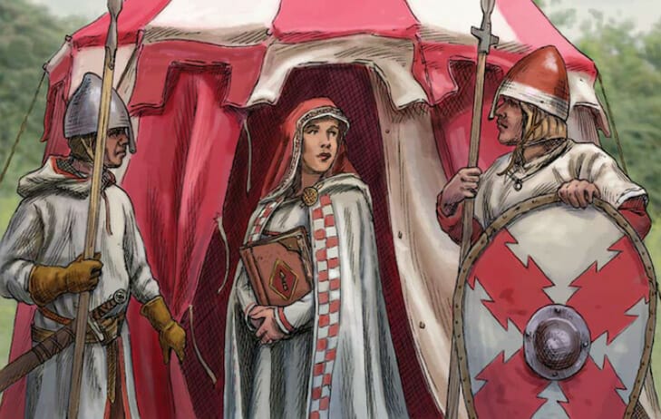 HarnWorld - Medieval clad people discuss something and might be on the field of operations
