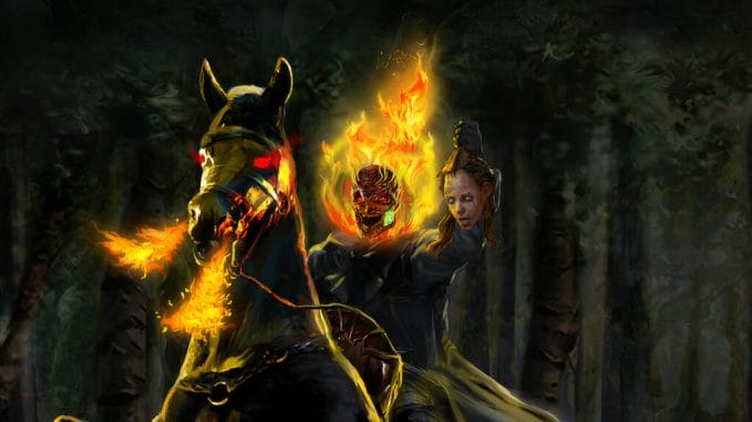 Ghost rider with severed head