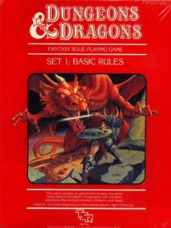 Red D&D with more heroes fighting a dragon