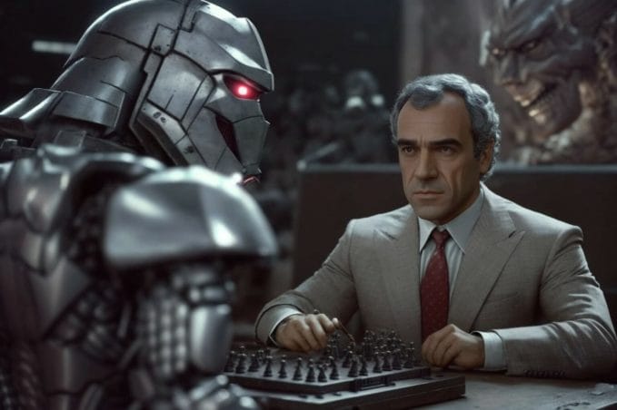 Garry Kasparov play a cylon at chess