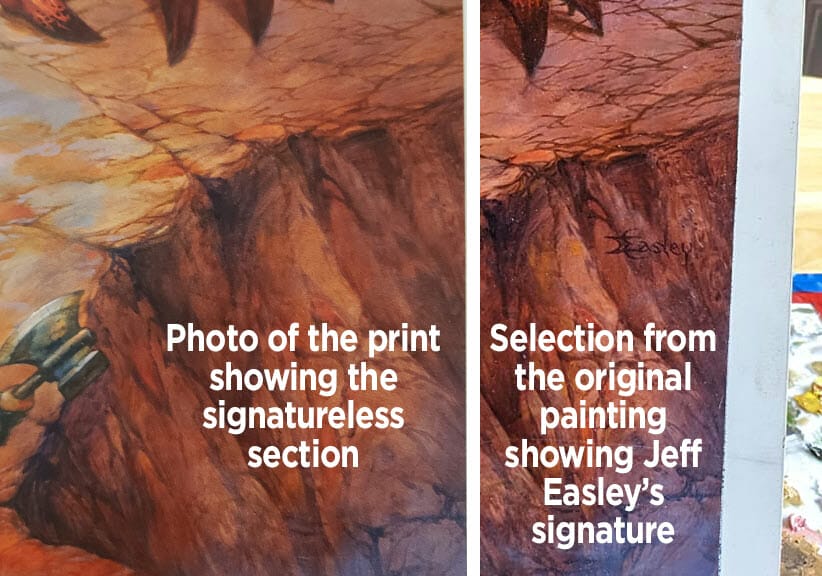 Contrasted zoom to show vanishing signature