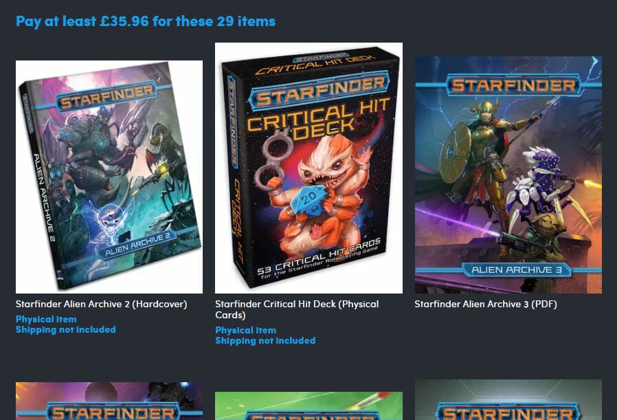 Starfinder tier: Pay at least £35.96